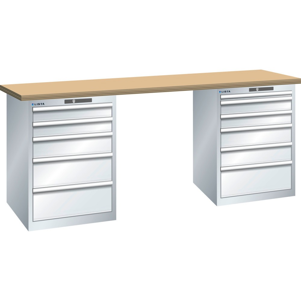 Image of Vom europäischen Marktführer im Bereich Betriebsausstattung: die wertbeständige LISTA Werkbank 27x 36 E mit (Bx Tx H) 2.000x 750x 890 mm Eine zuverlässige Grundlage für professionelle Arbeiten in Industrie, Gewerbe und Handwerk stellt die LISTA Werkbank 2