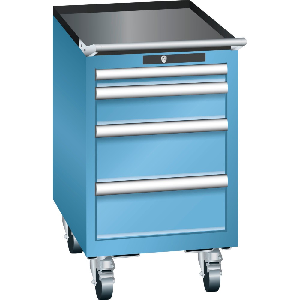 Image of Bequem zugänglich und diebstahlsicher: der LISTA Werkstattwagen mit 100-%-Auszügen und KEY Lock Geschützter, übersichtlicher und gut sortierter Stauraum: Dafür steht der LISTA Werkzeugwagen mit 4 Schubfächern als robuster Alleskönner für die verschiedenst