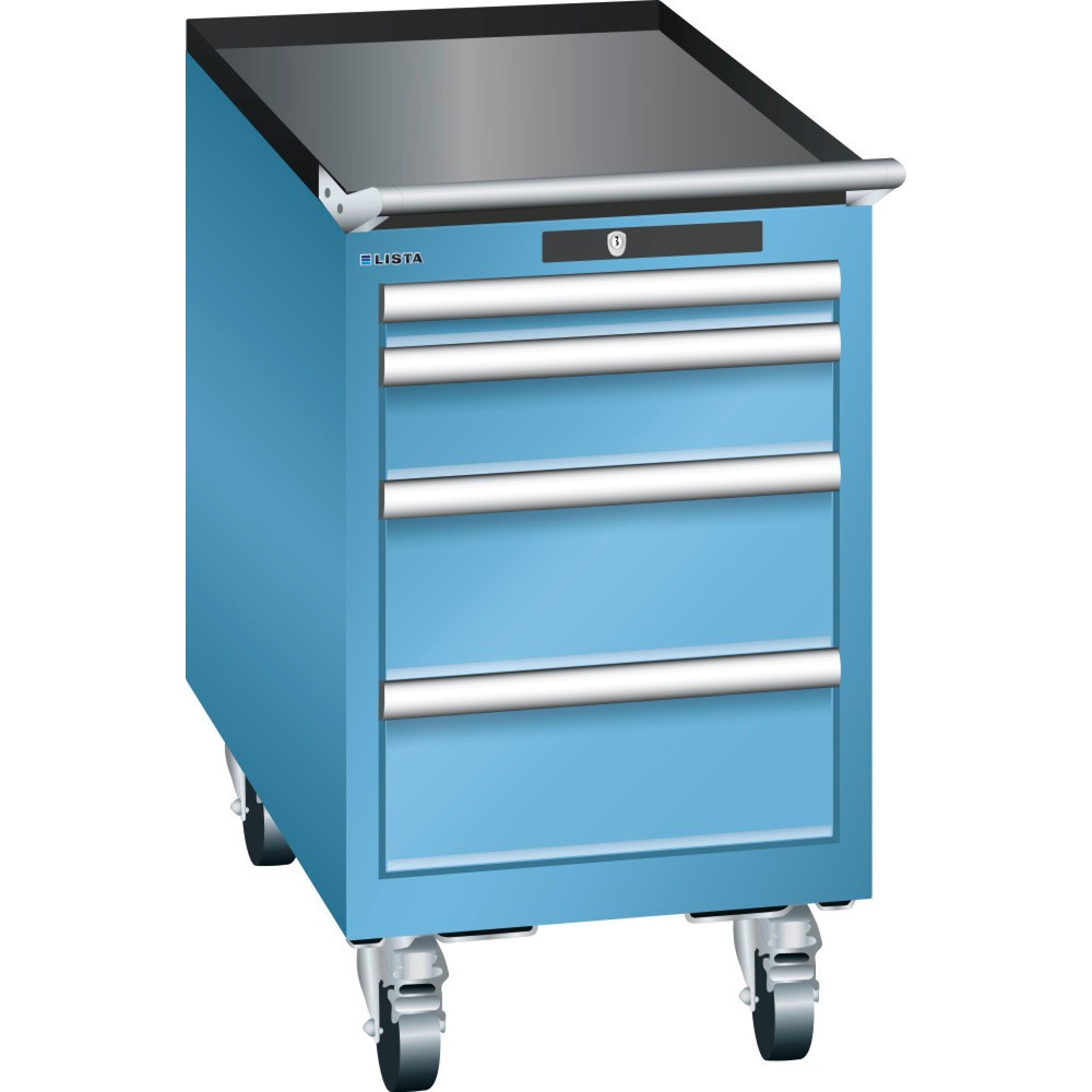 Image of Der LISTA Werkstattwagen 18 x 36 E inkl. CODE Lock in Lichtgrau – mit 10 Jahren Garantie für ein gutes Gefühl Ob in der Industrie, im Handwerk oder KFZ-Bereich: Der Werkzeugwagen des Herstellers LISTA bietet Ihnen mit 4 Schubfächern viel übersichtlichen u