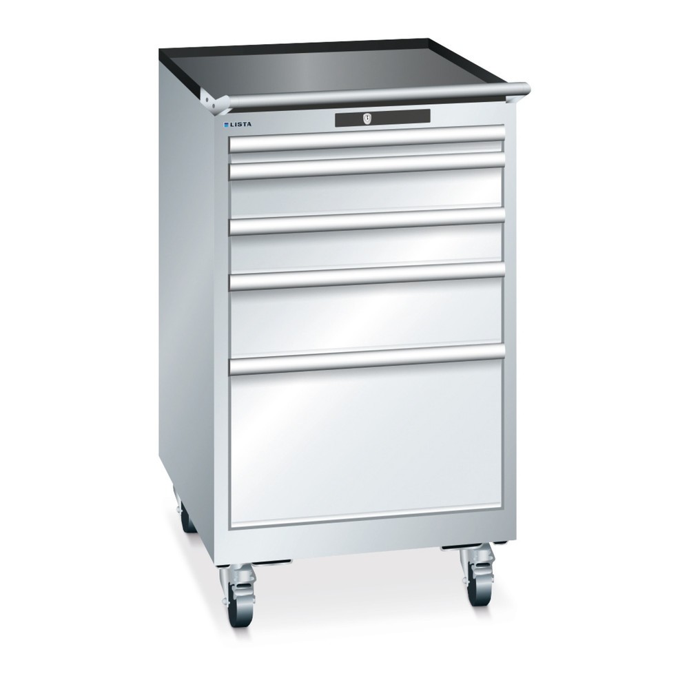 Image of LISTA Werkstattwagen 27x36E mit 5 Schubladen: voller Auszug für vollen Einblick Ordnung ist das halbe Leben und der LISTA Werkstattwagen 27x36E im Mass 564x725x990 mm (BxTxH) inkl. 5 Schubladen trägt mit hohem Bedienkomfort dazu bei: 100 % Vollauszüge, Ei