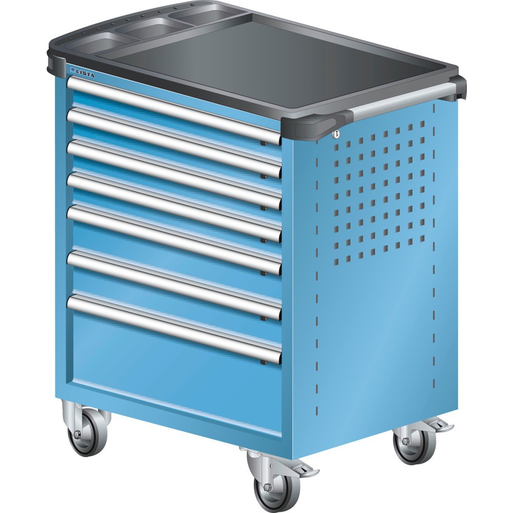 Image of Werkzeuge und Zubehör zugriffsgeschützt lagern: im LISTA Werkstattwagen mit Vollauszügen und KEY Lock Ob in der Industrie, im Handwerk oder KFZ-Bereich: Der Werkzeugwagen von LISTA bietet Ihnen mit 7 Schubfächern viel übersichtlichen und gut sortierten St