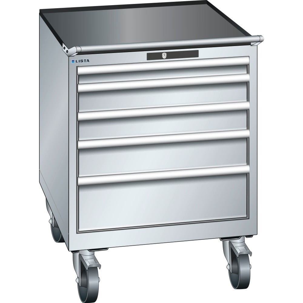 Image of Vollausziehbar und zugriffsgeschützt: professionelle Werkzeugaufbewahrung im LISTA Werkstattwagen 36 x 36 E mit KEY Lock Geschützter, übersichtlicher und gut sortierter Stauraum: Dafür steht der LISTA Werkzeugwagen mit 5 Schubfächern als robuster Alleskön