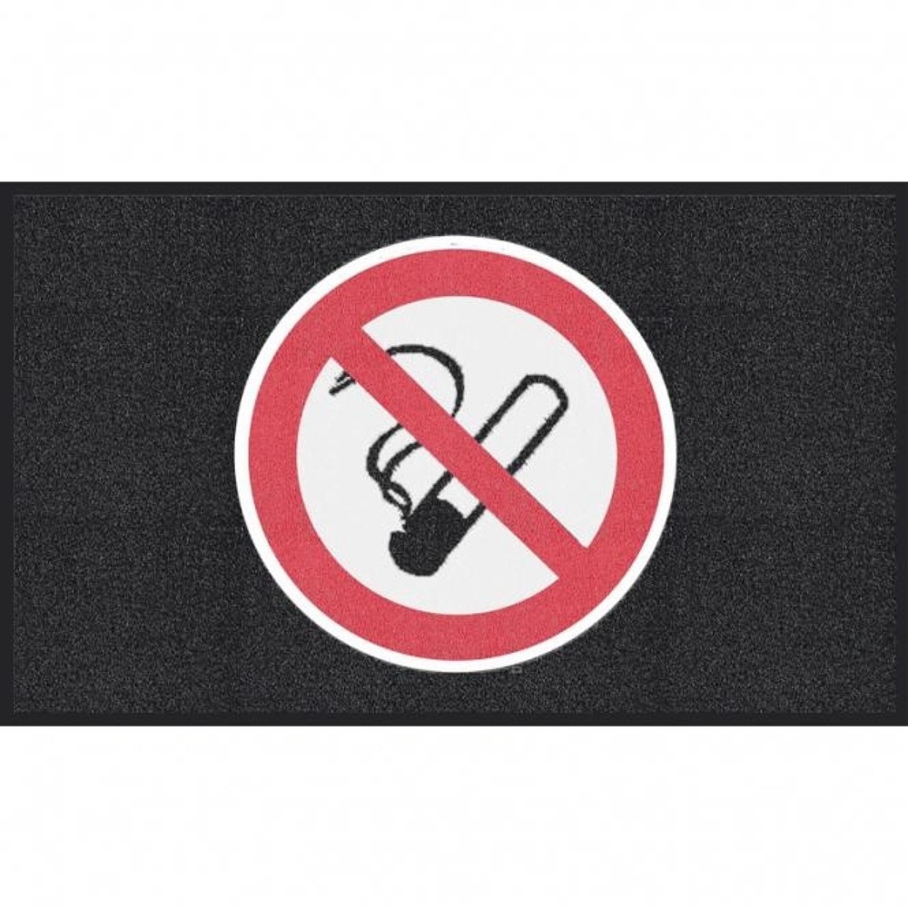 Image of Multifunktionale Logomatte mit deutlich sichtbarem Verbotszeichen Diese Logomatte m2™ 'Rauchen verboten' eignet sich bestens als Schmutzfangmatte für Ihren Eingangs- oder Durchgangsbereich. Die Schlingenmatte besteht aus strapazierfähigem PVC und ist mit 