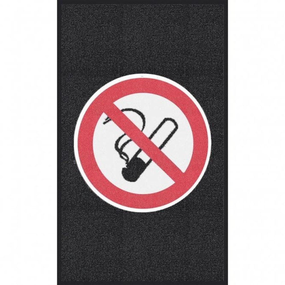 Image of Multifunktionale Logomatte mit deutlich sichtbarem Verbotszeichen Diese Logomatte m2™ 'Rauchen verboten' eignet sich bestens als Schmutzfangmatte für Ihren Eingangs- oder Durchgangsbereich. Die Schlingenmatte besteht aus strapazierfähigem PVC und ist mit 