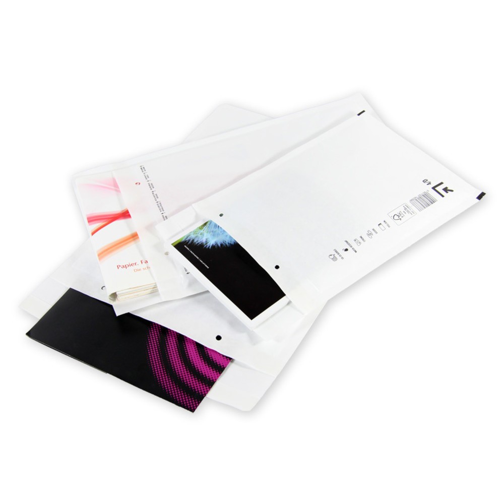 Image of  1 VE = 100 StkLuftpolster-Versandtasche, 210 x 265mm, weiss, DIN B5, mit Selbstklebeverschluss, 1 VE = 100 Stk Luftpolster-Versandtasche, 210 x 265mm, weiss, DIN B5, mit Selbstklebeverschluss, 1 VE = 100 Stk