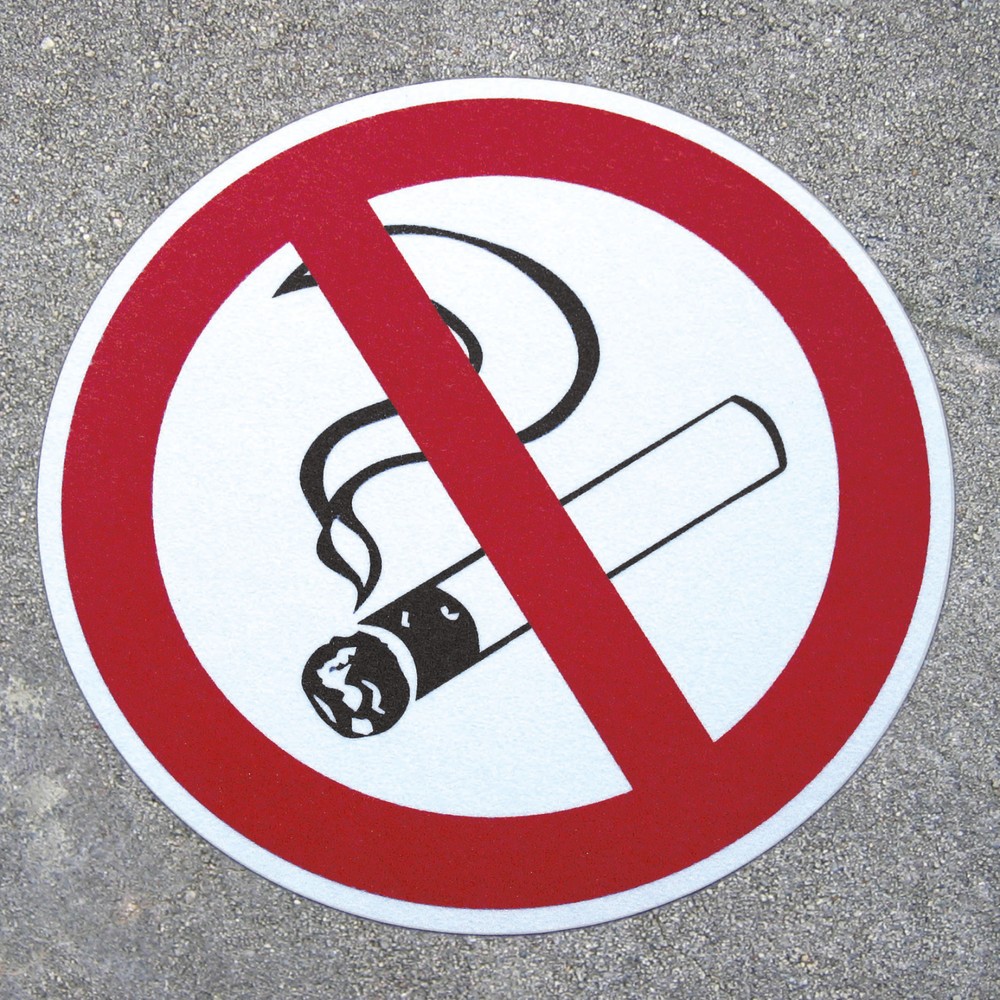 Image of  Mit rutschfester Aluminiumoxidkörnung auf PVC TrägermaterialRauchen verboten, ø 400 mm Rauchen verboten, ø 400 mm