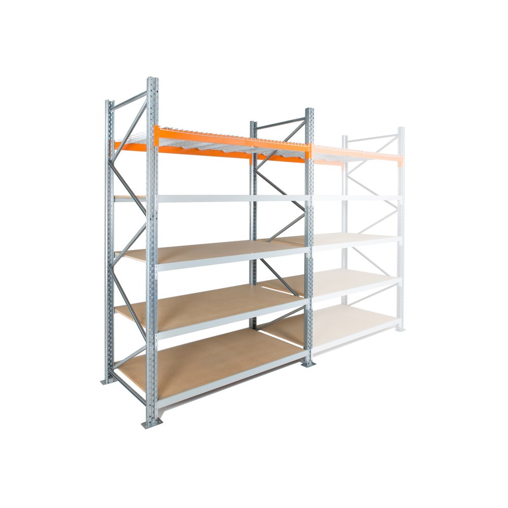 Image of Offen für effiziente Lagerung Auf allen Ebenen überzeugend: So präsentiert sich das Grundfeld dieses Hybrid-Regals (Weitspann- und Palettenregal) in Ihrem Lager. Die Regalebenen eröffnen Ihnen den schnellen doppelseitigen Zugriff auf die Fächer und deren 