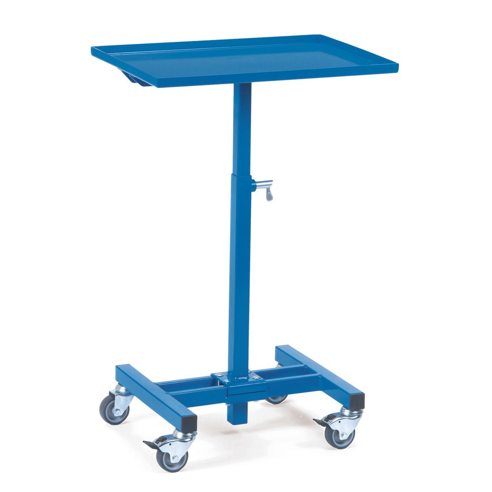 Image of Mit dem fetra® Materialständer arbeiten Sie bei Montagen in ergonomischer Höhe Der Materialständer fetra®-Basismodell mit gerader Plattform eignet sich als mobile Ablage für Kunststoffkästen, Stahlblechkästen und Drahtkörbe. Die Arbeitsplattform lässt sic