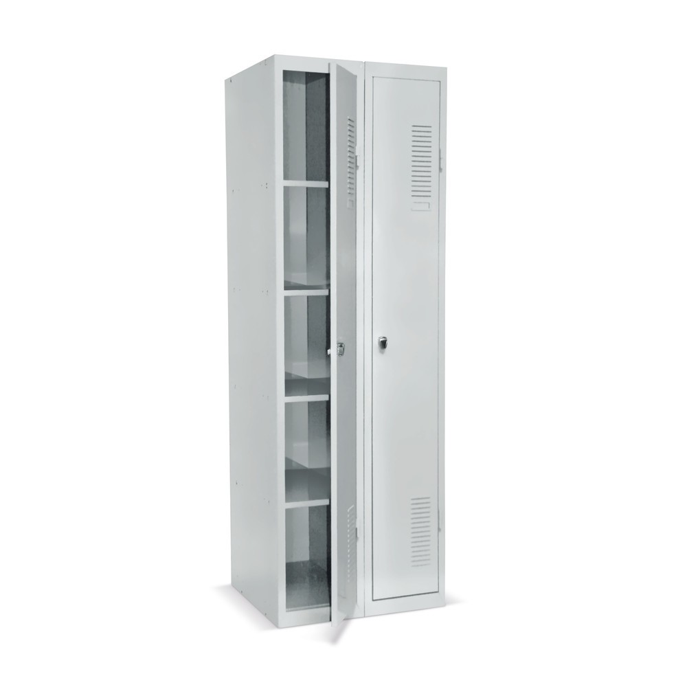 Image of Solide Verarbeitung aus robustem Stahlblech Der Mehrzweckspind BASIC mit Drehriegelverschluss besteht aus einer robusten Stahlblech-Konstruktion. Diese ist zudem pulverbeschichtet und dadurch unempfindlich gegen Korrosion und langlebig. Die Türen verfügen