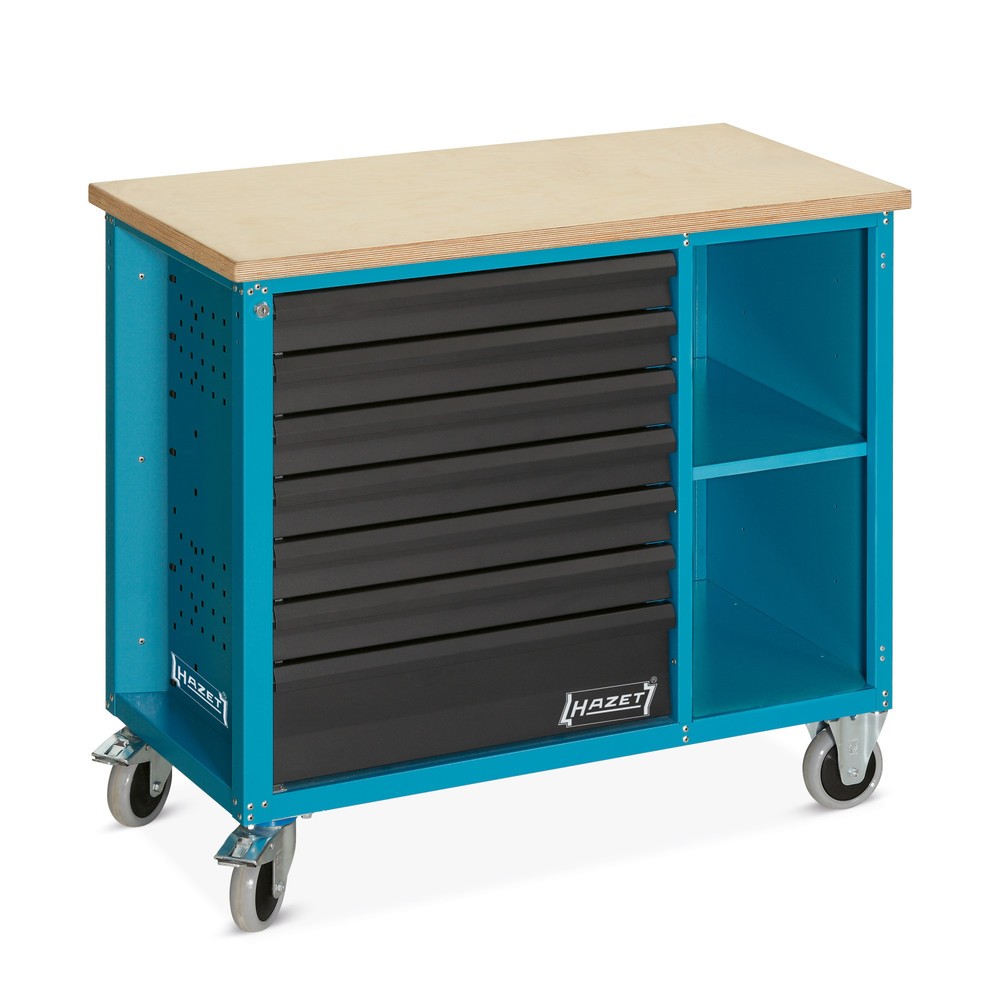Image of Die fahrbare Werkbank für den mobilen Einsatz Fahrbare Werkbänke vereinen die Vorteile eines soliden Werktisches mit einer flexiblen Verwendungsmöglichkeit überall dort im Betrieb, wo eine Werkbank erforderlich ist. Die Werkbank HAZET® bietet Ihnen mit 7 