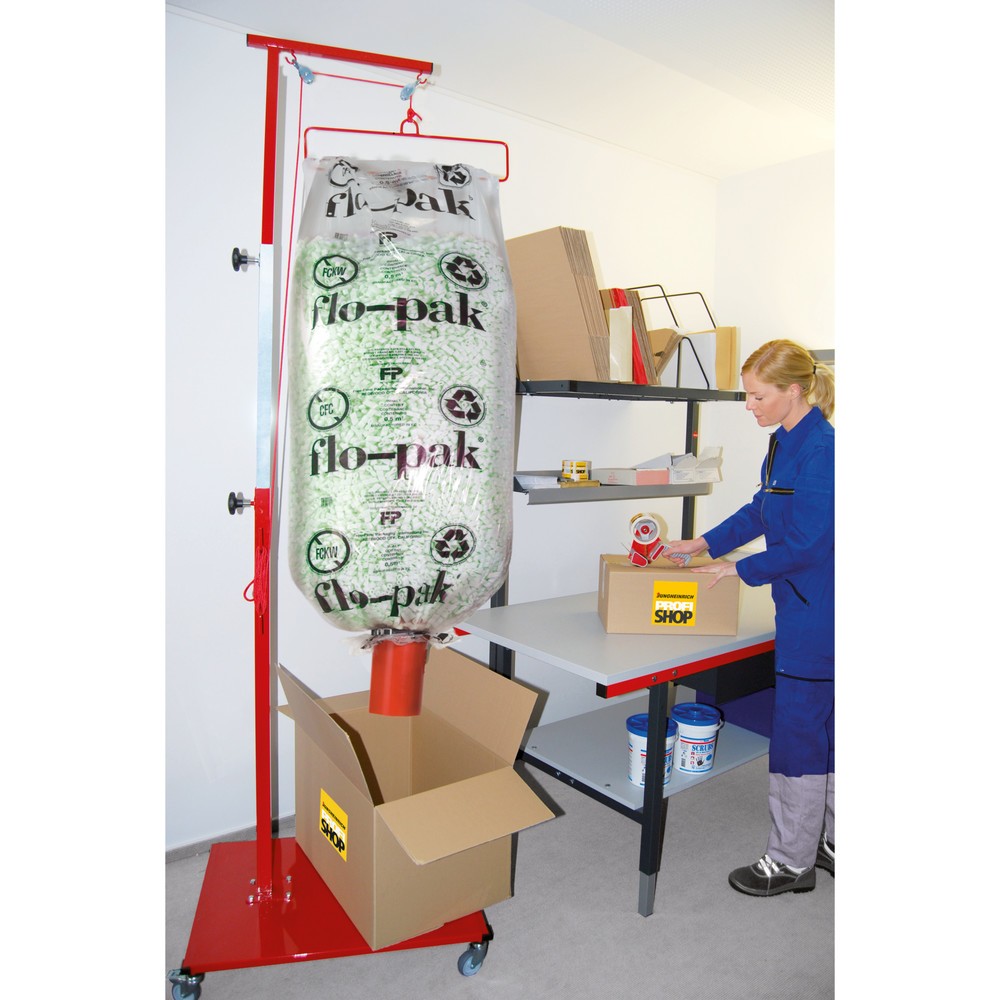 Image of  Sicherer Stand: 2 Feststellbremsen arretieren die LenkrollenMobiler Abfüllwagen für Füllmaterial Flo-Pak™ Mobiler Abfüllwagen für Füllmaterial Flo-Pak™