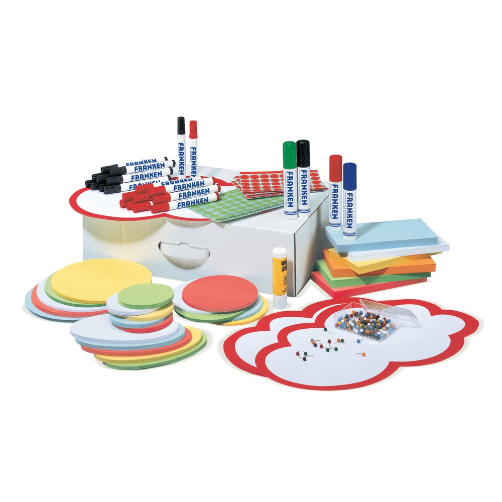Image of  Enthält Moderationskarten, Flipchart-Marker, Pinnnadeln und einen KlebestiftModerationsbox FRANKEN, ca. 1.500 Teile im Karton Moderationsbox FRANKEN, ca. 1.500 Teile im Karton