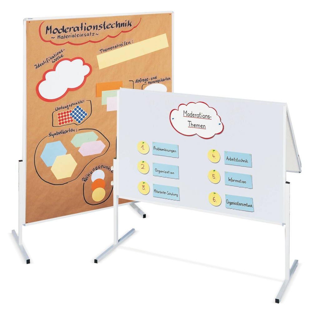 Image of Gruppendiskussionen gestalten und dokumentieren An der Moderationstafel FRANKEN, 1-teilig können Sie Moderationskarten, Plakate und grafische Darstellungen schnell mit Pinnnadeln oder Reisszwecken anbringen. So lassen sich z. B. Gruppendiskussionen dokume