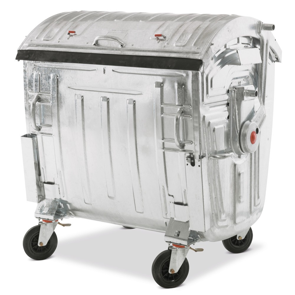 Image of Zur fachgerechten Abfallbeseitigung – Mülltonne mit 1.100 Liter Fassungsvermögen Der Müllcontainer eignet sich zur Sammlung und Abfuhr von Arbeitswertstoffen und Restabfällen aus Mehrfamilienhäusern, Industrie, Gewerbe und Handel. Durch die Verarbeitung r