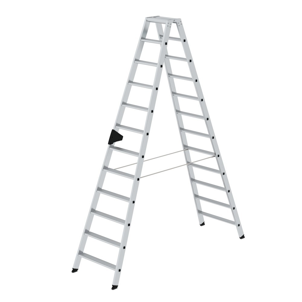 Image of Alu-Mehrzweckleiter mit doppelseitigem Aufstieg – platzsparend und leicht Durch ihr geringes Eigengewicht und den 2-seitigen Zugang bietet diese Stufen-Stehleiter hohe Flexibilität. Selbst in engen Räumen ist die Leiter vielseitig einsetzbar und der Trans