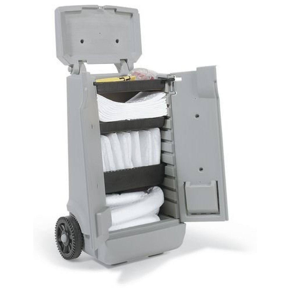 Image of Mobiles Notfall-Set im Transportwagen Typ A – Flüssigkeitsunfälle im Innenbereich eindämmen Tropfende Fässer oder Verschüttungen erfordern im industriellen Bereich meist unmittelbares Handeln: Nutzen Sie für diese Leckagen und andere Unfälle mit Flüssigke