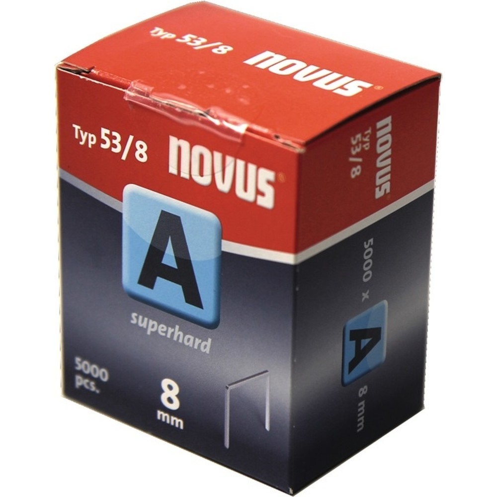 Image of  Ausführung: -NOVUS Feindrahtklammer A Typ 53, 8 mm 0,75 mm, Klammerbreite 11,3 mm, 5000 St., superhart NOVUS Feindrahtklammer A Typ 53, 8 mm 0,75 mm, Klammerbreite 11,3 mm, 5000 St., superhart