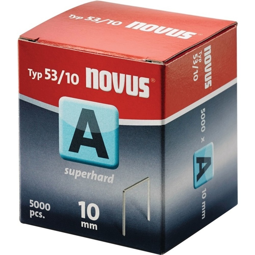 Image of  Ausführung: -NOVUS Feindrahtklammer A Typ 53, 10 mm 0,75 mm, Klammerbreite 11,3 mm, 5000 St., superhart NOVUS Feindrahtklammer A Typ 53, 10 mm 0,75 mm, Klammerbreite 11,3 mm, 5000 St., superhart