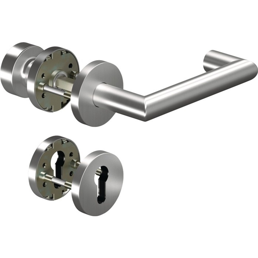 Image of  Vierkant: 9mmOGRO Feuerschutzgarnitur 8907/3020/6501/6612, für Türstärke 38 - 63 mm PZ rund, Aluminium AL D/K, DIN links / rechts OGRO Feuerschutzgarnitur 8907/3020/6501/6612, für Türstärke 38 63 mm PZ rund, Aluminium AL D/K, DIN links / rechts