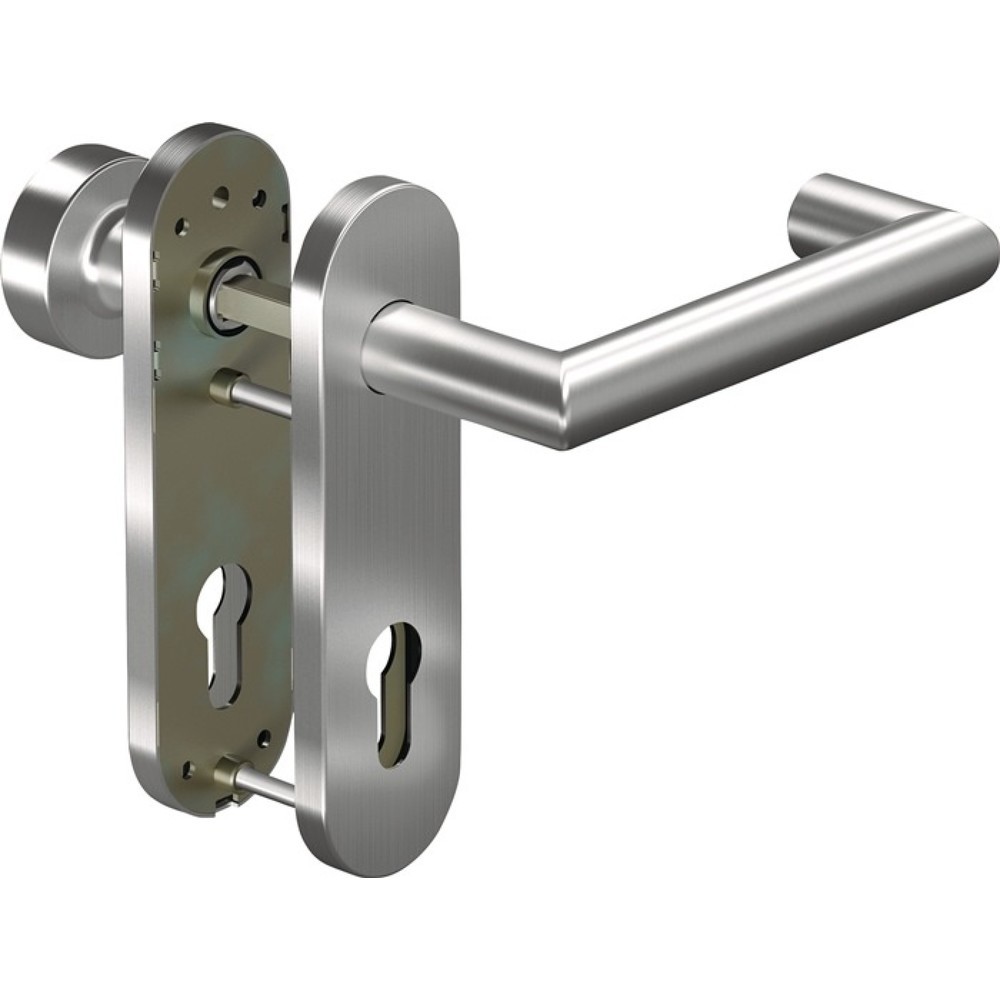 Image of  Vierkant: 9mmOGRO Feuerschutzgarnitur 8907/3020/7051K, für Türstärke 38 - 63 mm PZ abgerundet, Aluminium AL D/K, DIN links / rechts OGRO Feuerschutzgarnitur 8907/3020/7051K, für Türstärke 38 63 mm PZ abgerundet, Aluminium AL D/K, DIN links / rechts