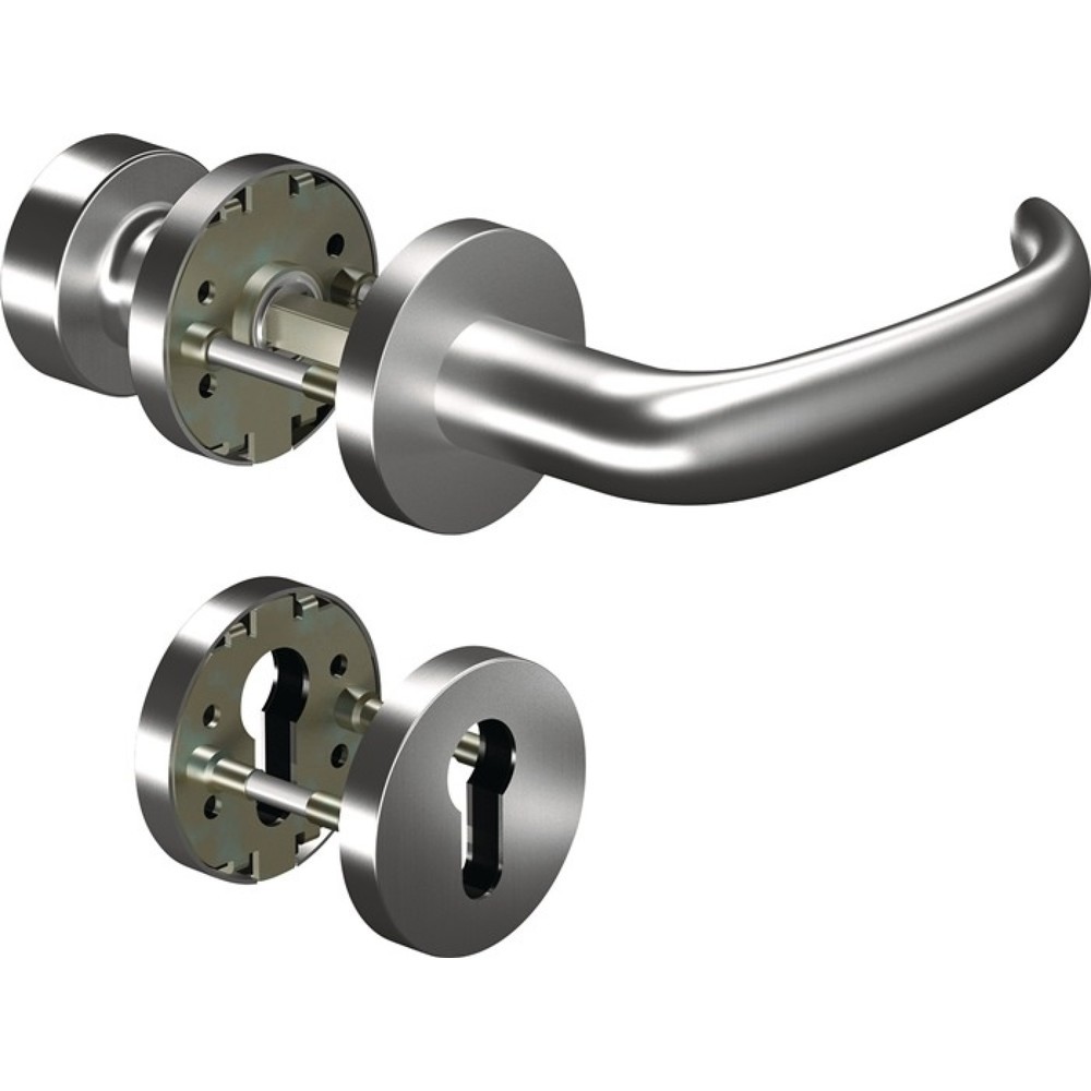 Image of  Vierkant: 9mmOGRO Feuerschutzgarnitur 8999/3020/6501/6612, für Türstärke 38 - 63 mm PZ rund, Aluminium AL D/K, DIN links / rechts OGRO Feuerschutzgarnitur 8999/3020/6501/6612, für Türstärke 38 63 mm PZ rund, Aluminium AL D/K, DIN links / rechts