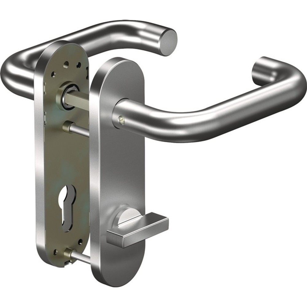 Image of  Entfernung: 72mmOGRO Kurzschildgarnitur CORE 8100 8 mm / 7051K WC 78MM AL, WC abgerundet, Aluminium F1, Drückergarnitur OGRO Kurzschildgarnitur CORE 8100 8 mm / 7051K WC 78MM AL, WC abgerundet, Aluminium F1, Drückergarnitur