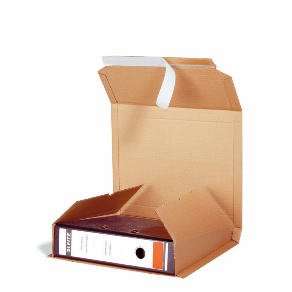Image of  Einfaches Befüllen, da Seitenklappen durch Stabilisatoren stehen bleibenOrdner-Versandbox, 320 x 290 x 35 - 80 mm Ordner-Versandbox, 320 x 290 x 35 80 mm