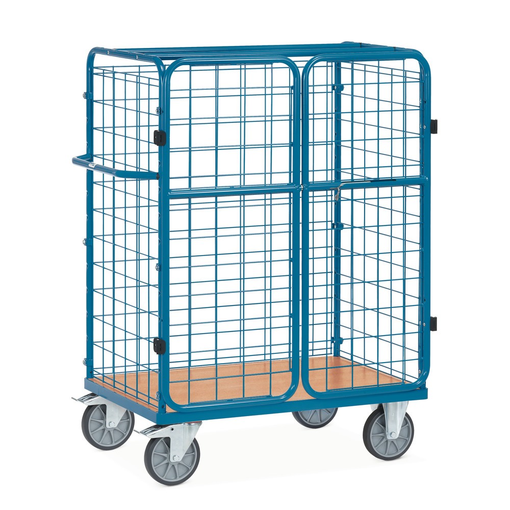 Image of Für Pakete gedacht, für vieles mehr bestens geeignet Der Paketwagen von fetra® hat alle Vorteile eines mobilen Kastenwagens, kann aber mit den Doppelflügeltüren verschlossen werden. Dafür ist in den Rohrrahmen ein Riegelverschluss integriert. Dieser kann 