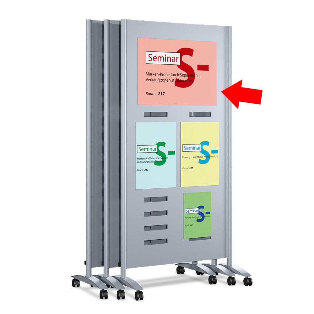 Image of  Erhältlich im Format DIN A1–A4Plakattasche für Trennwandsystem, DIN A2 Plakattasche für Trennwandsystem, DIN A2