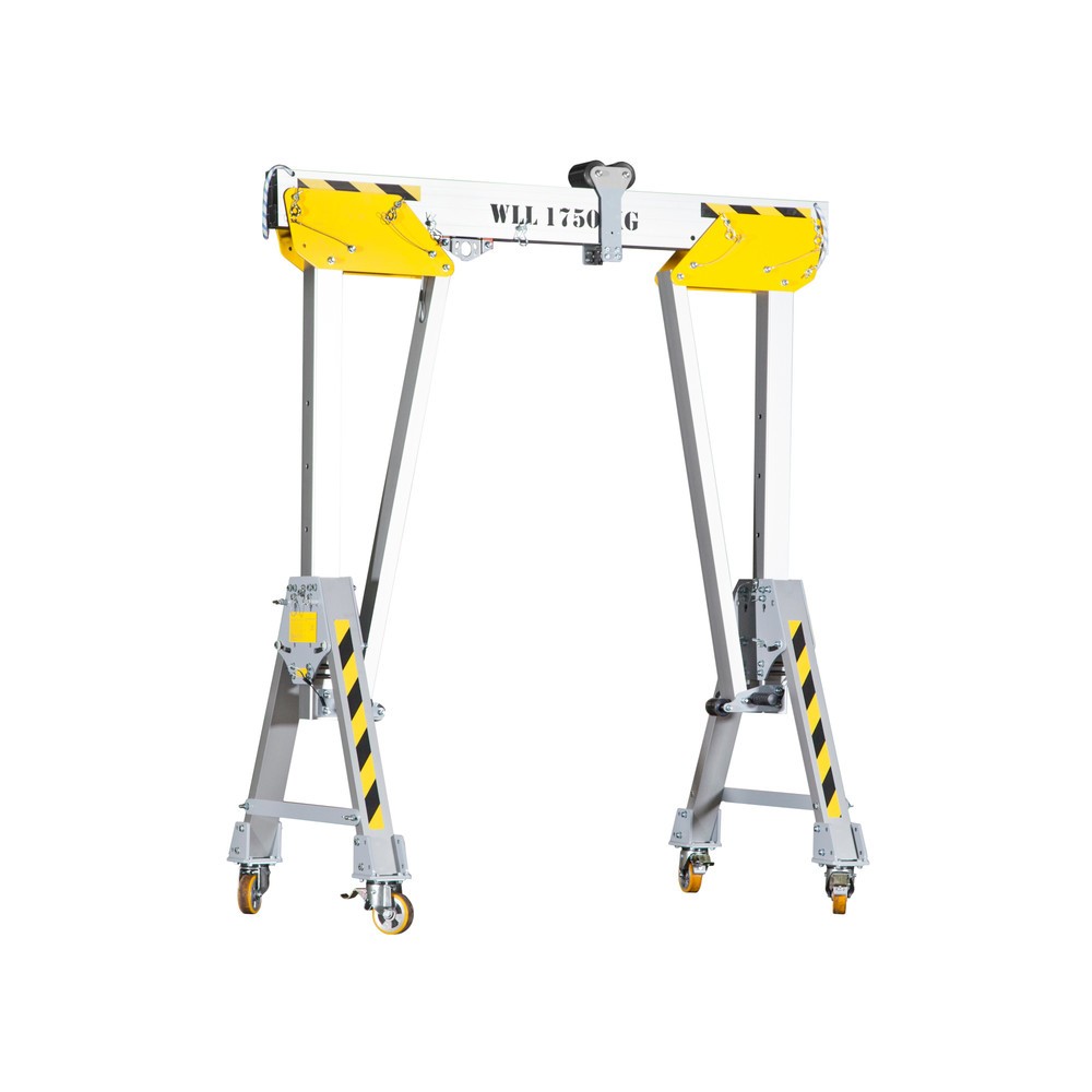 Image of Die schnelle Lösung für zeitlich begrenztes Lastenheben: der leichtgewichtige PLANETA Alu-Portalkran RLPK inkl. Hebelzug und Handfahrwerk für Materialtransport Ob Montagearbeit oder Maschinenwartung: Der PLANETA Alu-Portalkran RLPK ist durch seine modular