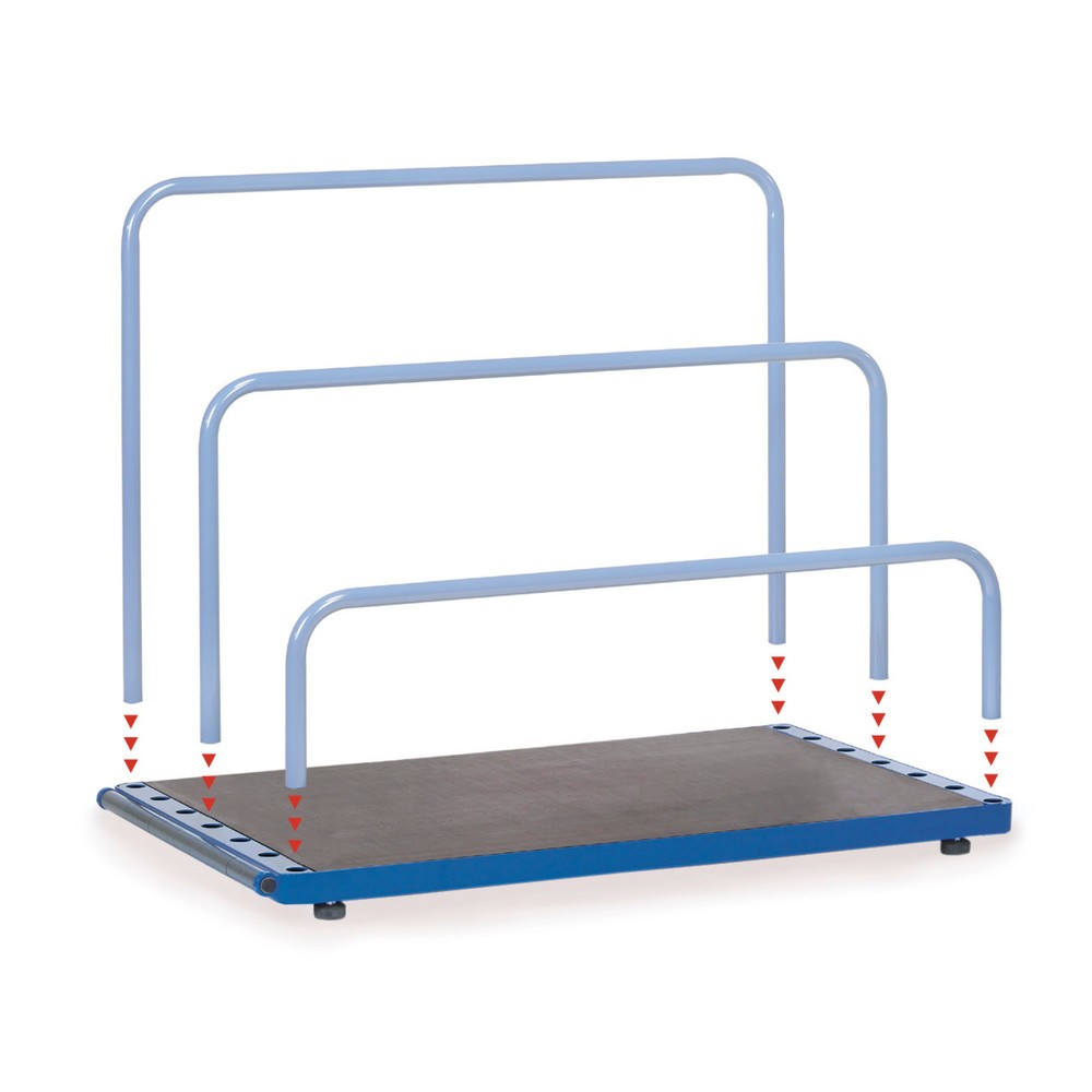 Image of Plattenständer fetra® für Einsteckbügel zur platzsparenden Lagerung Auf dem fetra® Plattenständer lagern Sie Platten unterschiedlicher Grösse in aufrechter Position. Durch die verschiedenen Einsteckmöglichkeiten stimmen Sie die Bügelposition individuell a