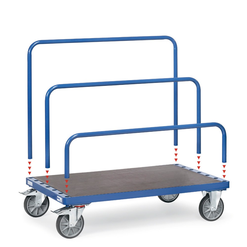 Image of Plattenwagen fetra® für Einsteckbügel zur individuellen Anpassung an Ladegüter Mit dem fetra® Plattenwagen transportieren und lagern Sie Platten aufrecht und platzsparend. Die verschiedenen Einsteckmöglichkeiten für die Trägerbügel ermöglichen die flexibl
