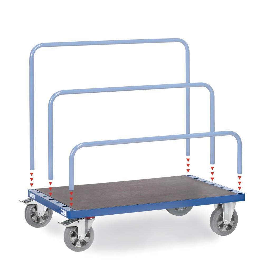 Image of Plattenwagen fetra® für Einsteckbügel zur individuellen Anpassung an Ladegüter Mit dem fetra® Plattenwagen transportieren und lagern Sie Platten aufrecht und platzsparend. Die verschiedenen Einsteckmöglichkeiten für die Trägerbügel ermöglichen die flexibl