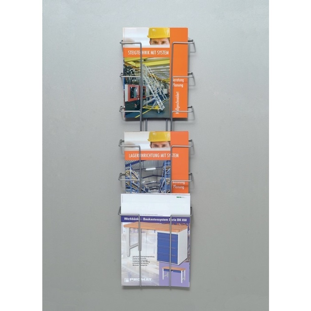 Image of  individuell erweiterbarProspekthalter, Anzahl Fächer 6, H774xB235xT75mm, Draht Prospekthalter, Anzahl Fächer 6, H774xB235xT75mm, Draht