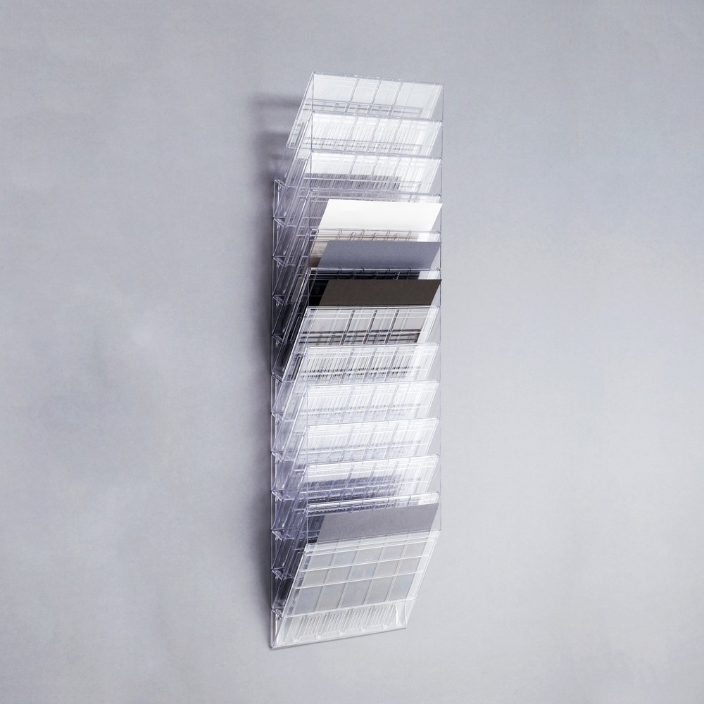 Image of Prospekthalter Flexiboxx zur einfachen Entnahme von Prospekten Der hochwertige Wandhalter für Prospekte mit 12 Fächern eignet sich zur übersichtlichen Präsentation von Prospekten, Broschüren und Informationsblättern. Die Fächer bieten viel Platz für eine 