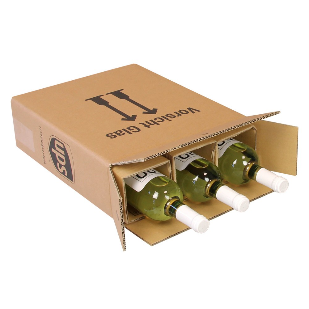 Image of  Auch für langhalsige Schlegelflaschen geeignet (z. B. Obstbrände)PTZ-Flaschenkarton 2-wellig, 305 x 110 x 395 mm ( L x B x H ), braun, postgepr. PTZ-Flaschenkarton 2-wellig, 305 x 110 x 395 mm ( L x B x H ), braun, postgepr.