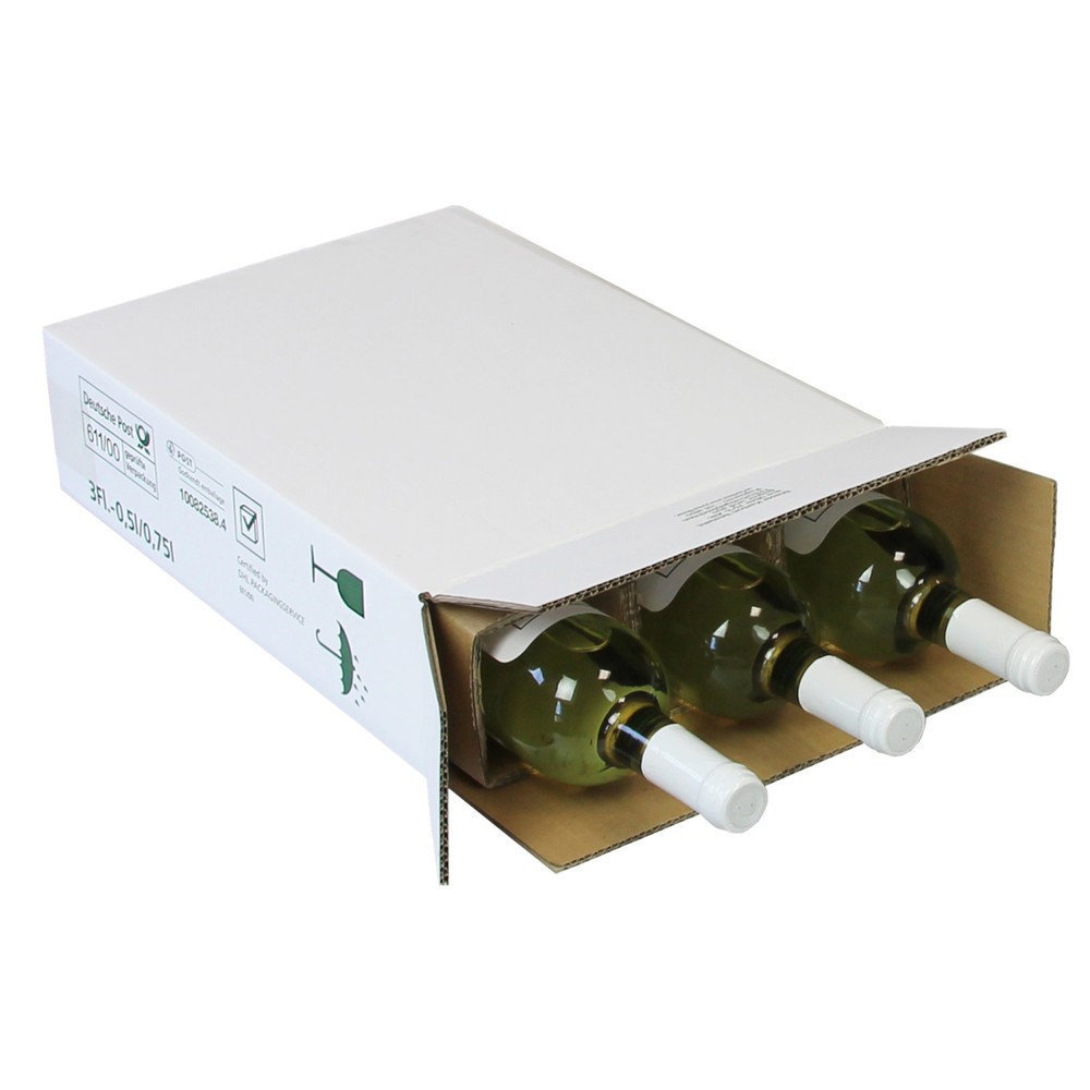 Image of  Auch für langhalsige Schlegelflaschen geeignet (z. B. Obstbrände)PTZ-Flaschenkartons, 278 x 95 x 395 mm ( L x B x H ), weiss, postgeprüft PTZ-Flaschenkartons, 278 x 95 x 395 mm ( L x B x H ), weiss, postgeprüft