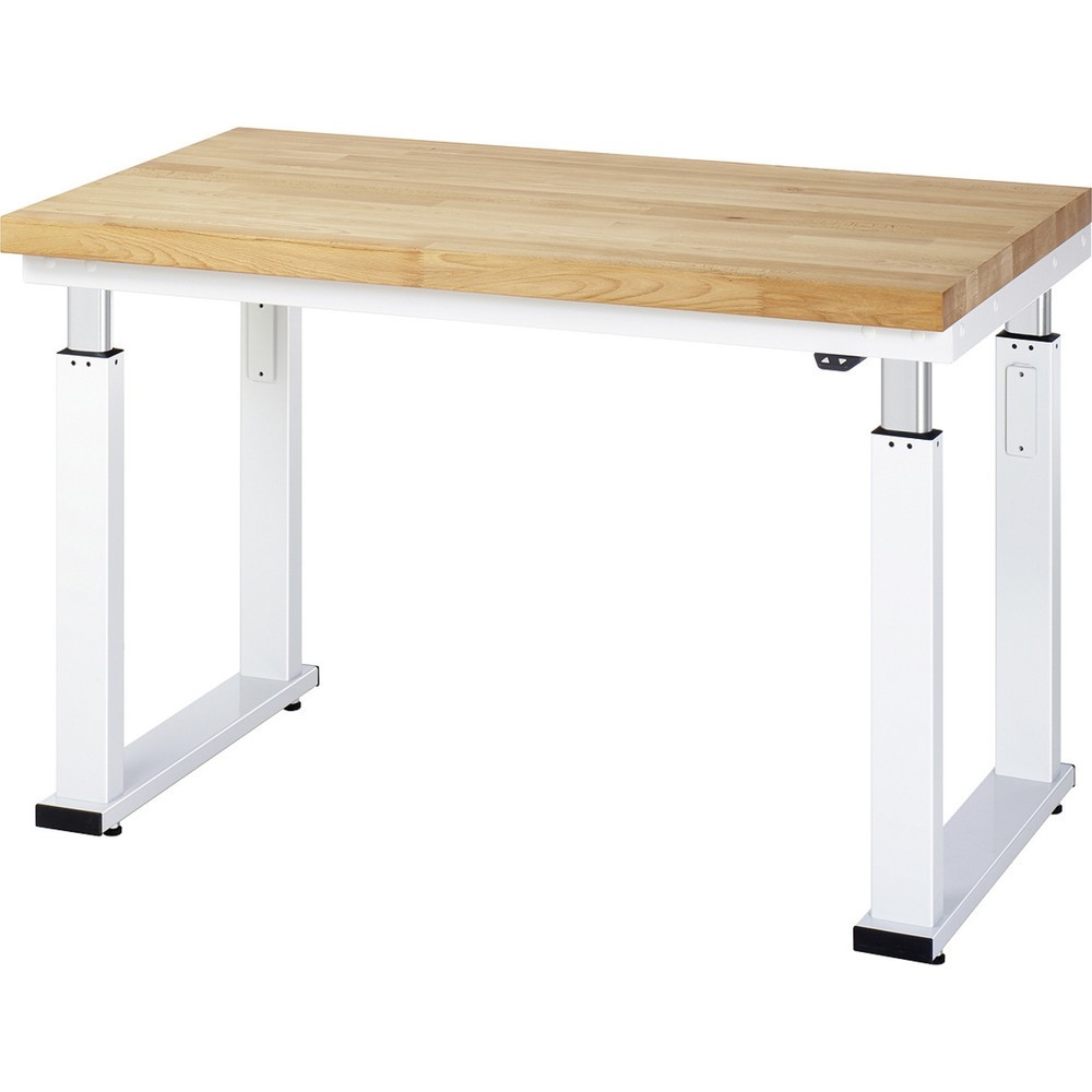 Image of Arbeitsplatte mit Hartlaminat-Belag (HPL), Stärke 40 mm. Oberseite mit einem 0,8 mm starken, lichtgrauen HPL-Schichtstoff. Schichtstoff nach DIN EN 438. Spritzwasserfest und schmutzresistent. Hoher Abriebwiderstand, hohe Kratz- und Stossfestigkeit. Bestän