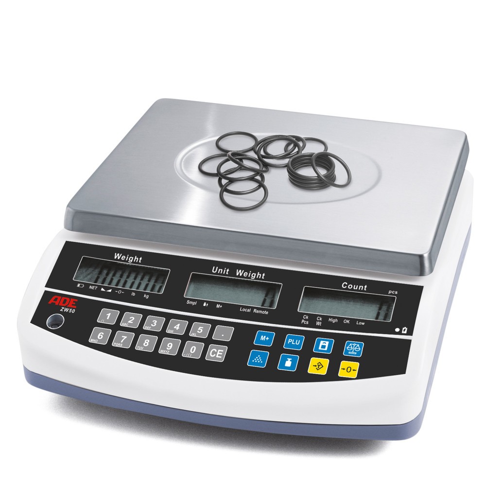 Image of Vielseitig nutzbare Referenzwaage ADE Diese industrietaugliche Waage wiegt, zählt und summiert Gewichte auf präzise und komfortabel. Auf der übersichtlichen LCD-Anzeige mit einer Ziffernhöhe von 20 mm werden die Werte für Gewicht, Stückgewicht und Stückza