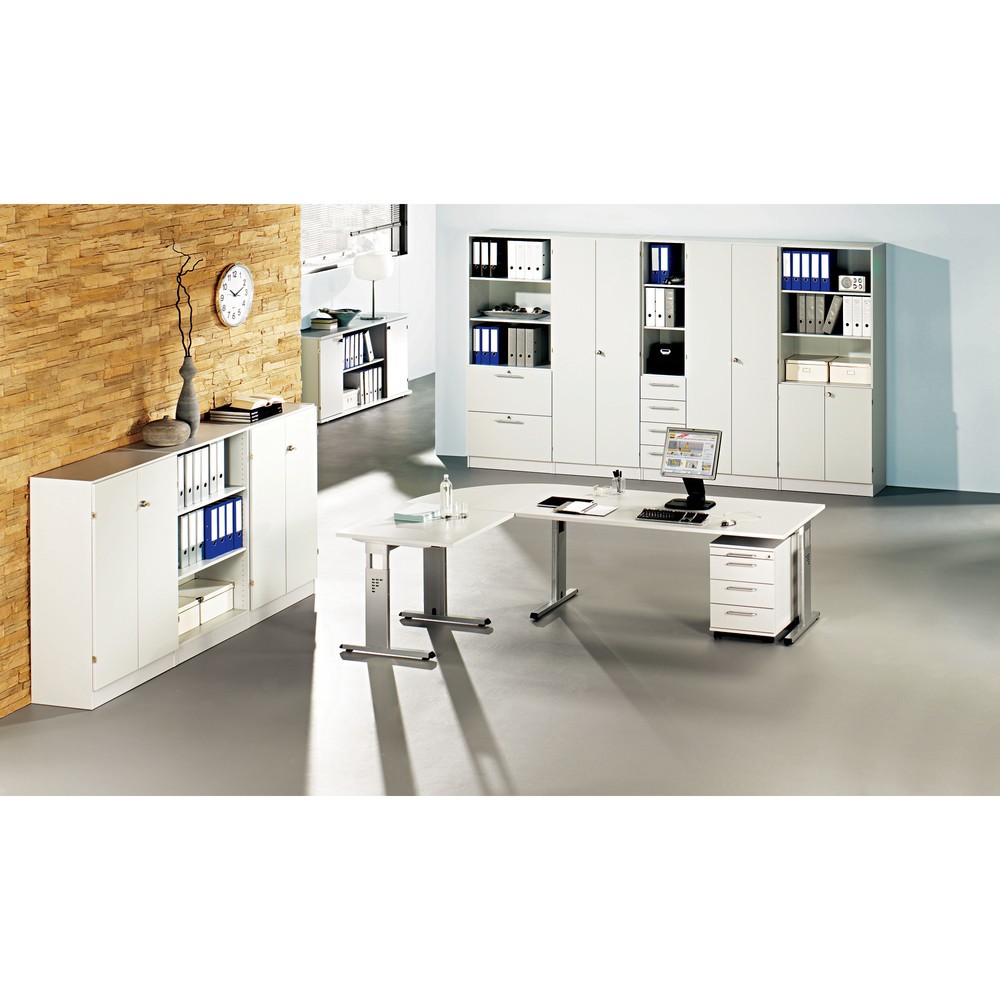 Image of Variabel kombinierbares Aktenregal mit kratzfester Oberfläche Im Regal Solid, 2 Böden + 4 Schubladen bewahren Sie Akten und einzelne Papiere geordnet auf. Diese Struktur können Sie sich individuell zusammenstellen und das Solid-Regal mit Regalen und Schrä