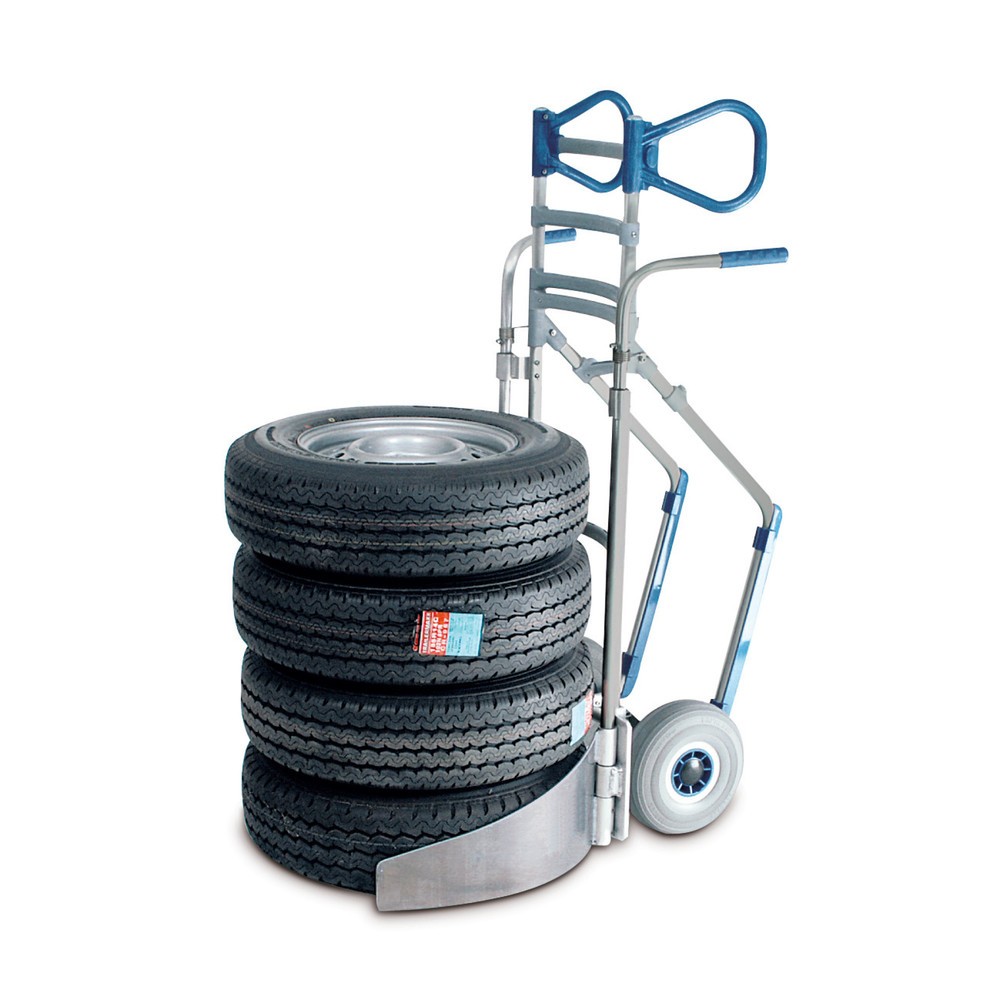Image of Kraftsparender Arbeiten mit der Reifenkarre EXPRESSO aus Aluminium Der Einzeltransport von Reifen nimmt viel Zeit und Energie in Anspruch. Die EXPRESSO Reifenkarre hilft Ihnen bei einem leichten, schnellen und sicheren Transport von Reifen. Die Transportk