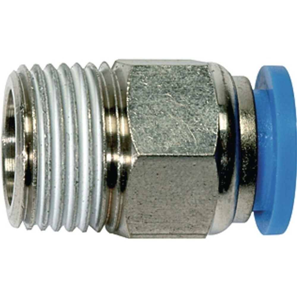 Image of  SW: 17mmRIEGLER Gerade Steckverschraubung Blaue Serie, m. Gewindebeschichtung u.6-kant, konisch, Aussengewinde R 1/2 ″ SW 21 mm, 6 mm 4 mm RIEGLER Gerade Steckverschraubung Blaue Serie, m. Gewindebeschichtung u.6-kant, konisch, Aussengewinde R 1/2 ″ SW 2