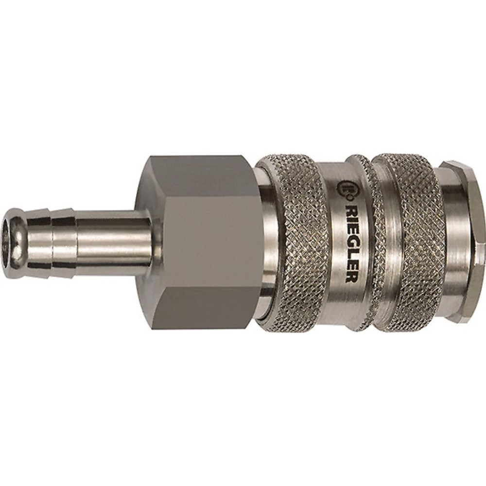 Image of  Durchflussmenge (Luft): 3500l/minRIEGLER Schnellverschlusskupplung, DN 10 Tülle Stahl / Messing vern., Schlauchweite LW 10 RIEGLER Schnellverschlusskupplung, DN 10 Tülle Stahl / Messing vern., Schlauchweite LW 10