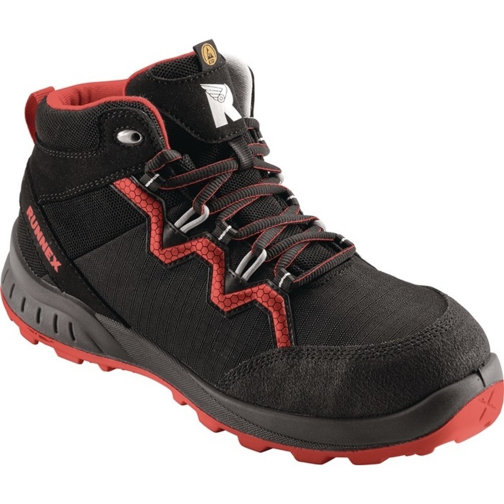 Image of  Norm: EN ISO 20345RUNNEX Sicherheitsstiefel TeamStar 5312, S3 SRC ESD EN ISO 20345, Grösse 41 schwarz/rot, Mikrofaser/Textil RUNNEX Sicherheitsstiefel TeamStar 5312, S3 SRC ESD EN ISO 20345, Grösse 41 schwarz/rot, Mikrofaser/Textil