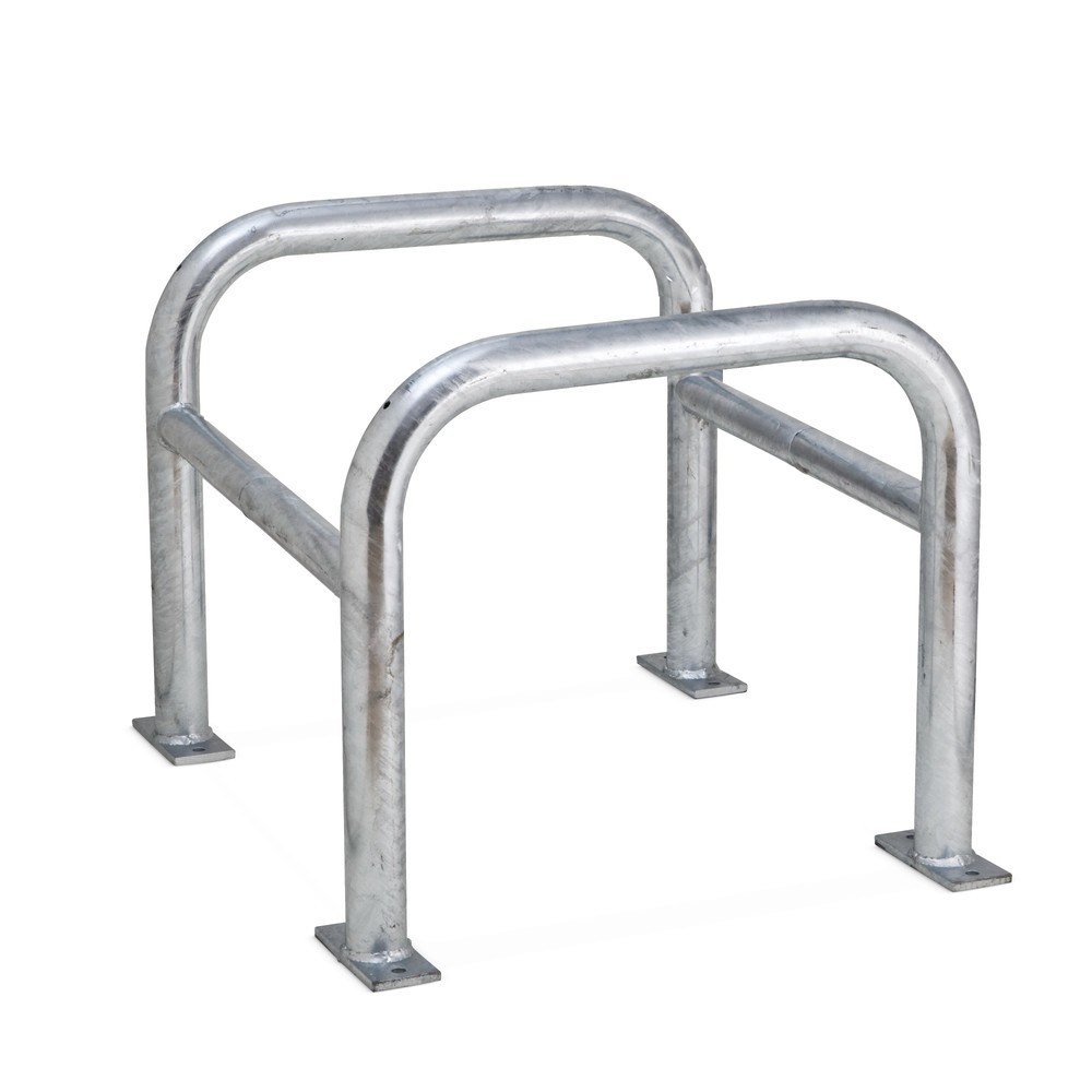 Image of Solider Rammschutz für Säulen und Pfosten Sichern Sie Ihr Gelände mit dem verzinkten Säulenschutz für den Aussenbereich. Die 2-teilige Stahlrohr-Konstruktion aus 60 mm Rundbögen und 48er Querstreben schützt Säulen, Pfosten, Lichtmasten oder Hydranten zuve