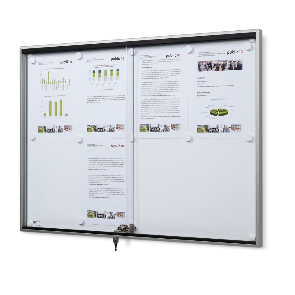 Image of Infos und Neuigkeiten professionell im Innenbereich kommunizieren Im Schaukasten mit Schiebetüren, Tiefe 30 mm präsentieren Sie Infos und Neuigkeiten gut sichtbar und geschützt auf magnethaftender Rückwand. Zum Positionieren Ihrer Aushänge sind im Lieferu