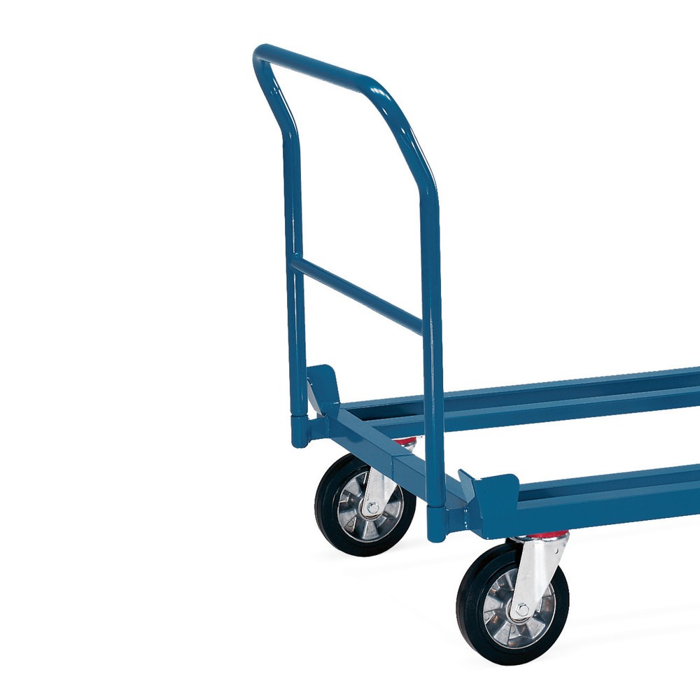 Image of Rohrschiebebügel für einen bequemen Transport Auf den robusten Fahrgestellen von fetra® befördern Sie Paletten und Gitterboxen leicht und bequem. Noch komfortabler erfolgt der innerbetriebliche Transport mit dem hohen Schiebebügel für fetra® Fahrgestelle.