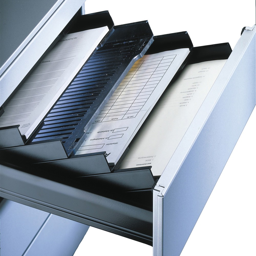 Image of  Mit geriffelter Oberfläche zur leichteren Entnahme von PapierenSchrägablage für C+P Rollcontainer, 5 Abteile Schrägablage für C+P Rollcontainer, 5 Abteile