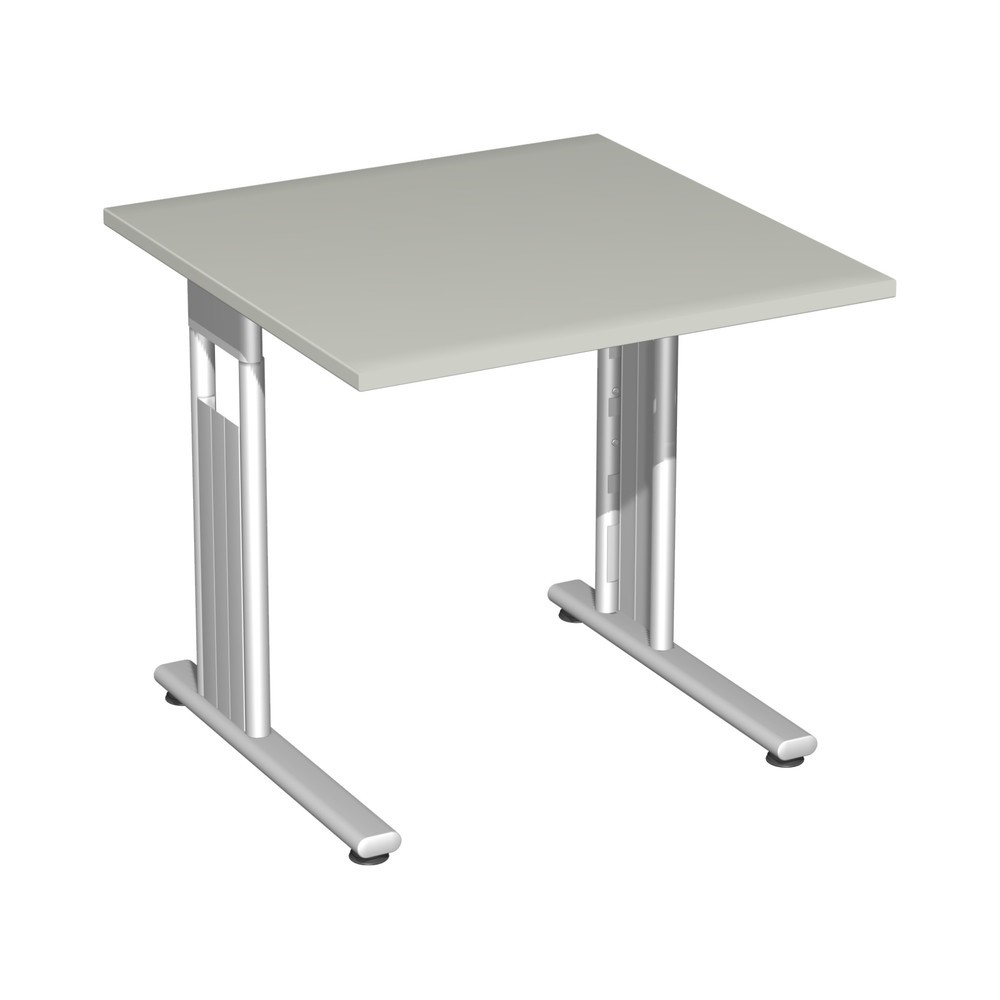 Image of Solider und flexibel erweiterbarer Bürotisch mit C-Fuss Dieser Tisch erfüllt bei der Einrichtung im Büro alle Anforderungen an zeitgemässe Möbel. Der Schreibtisch ist schlag-und kratzfest und stellt somit ein hochstabiles Möbelstück dar. Zusätzlich haben 