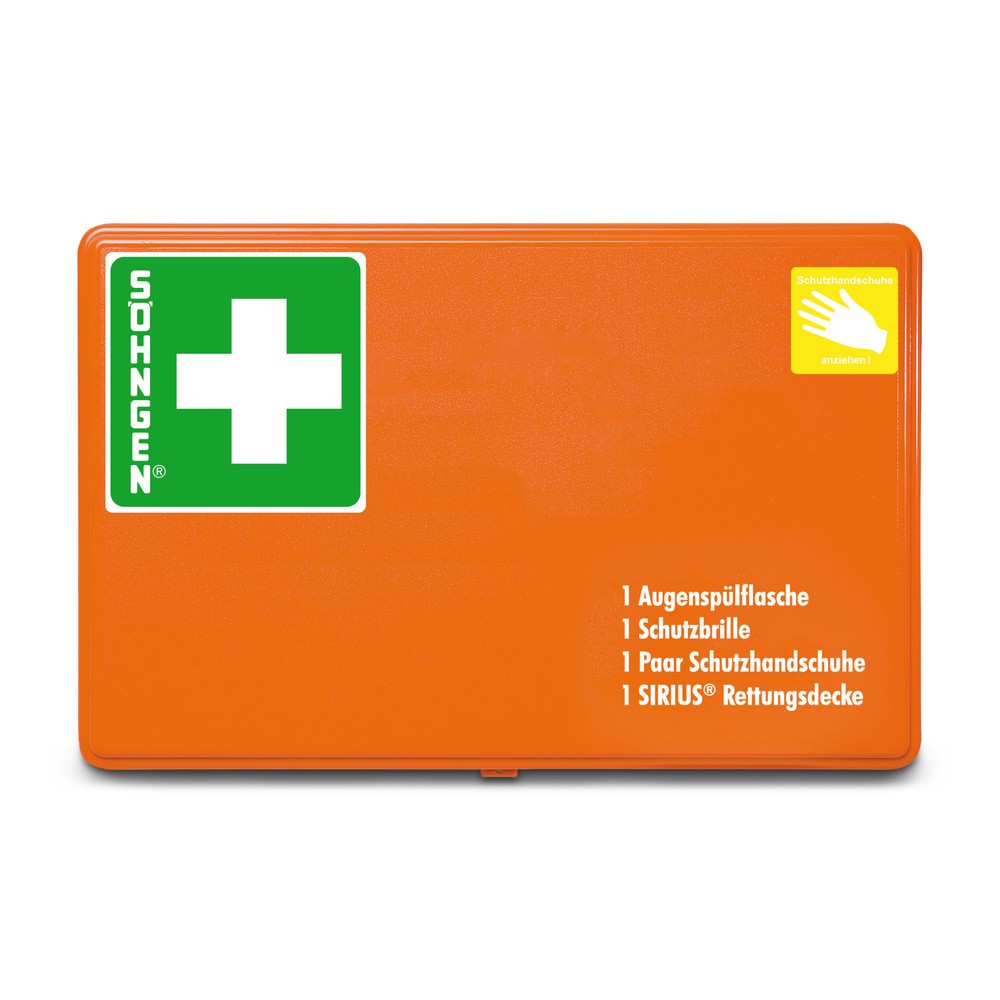 Image of Zur Erstversorgung bei Gefahrgutunfällen Die Schutzausrüstung SÖHNGEN® GGVSEB optimiert den Basisinhalt Ihres Kfz-Verbandkastens und enthält alle gesetzlich vorgeschriebenen Inhalte zur Erstversorgung bei Gefahrgutunfällen. Die Zusatzausstattung ist einem